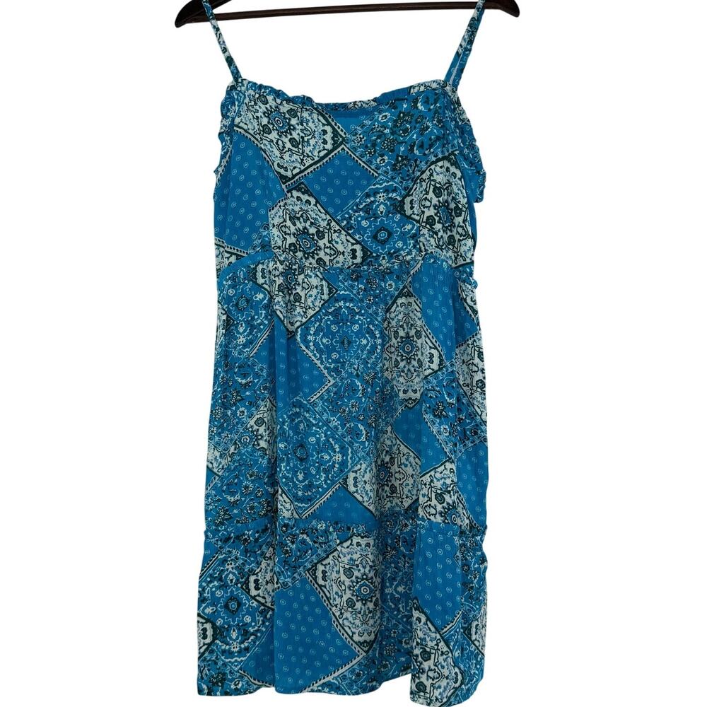 Planet Gold Blue Paisley Strappy Dress XL